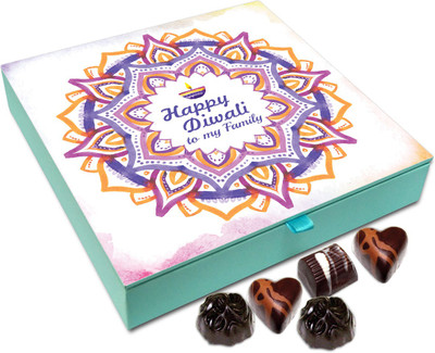 

Chocholik Diwali Gift Box - Happy Diwali To My Family Chocolate Box - 9pc Truffles(108 g)