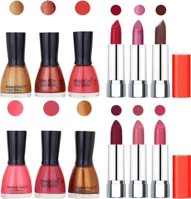 

Aroma Care Wholesale Rate Combo of Nail Polish and Rythm Lipstick 225(Set of 12)