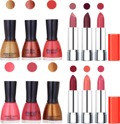 

Aroma Care Wholesale Rate Combo of Nail Polish and Rythm Lipstick 204(Set of 12)
