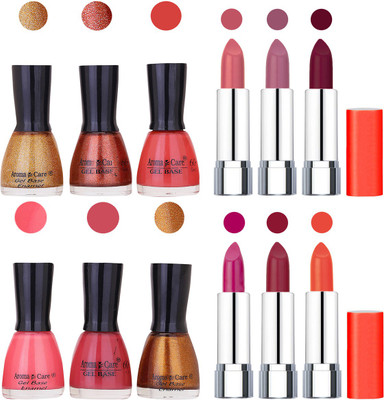 

Aroma Care Wholesale Rate Combo of Nail Polish and Rythm Lipstick 248(Set of 12)