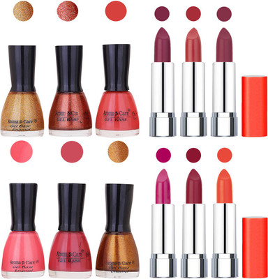 

Aroma Care Wholesale Rate Combo of Nail Polish and Rythm Lipstick 235(Set of 12)