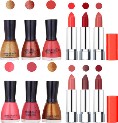 

Aroma Care Wholesale Rate Combo of Nail Polish and Rythm Lipstick 256(Set of 12)