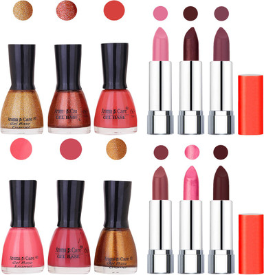 

Aroma Care Wholesale Rate Combo of Nail Polish and Rythm Lipstick 212(Set of 12)