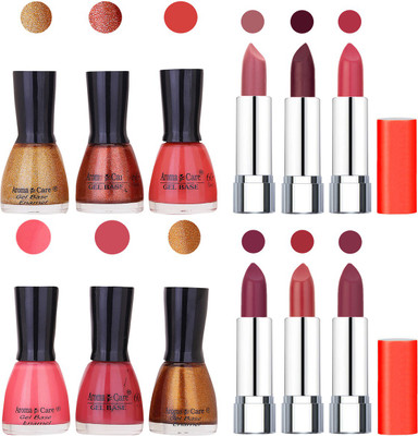 

Aroma Care Wholesale Rate Combo of Nail Polish and Rythm Lipstick 201(Set of 12)