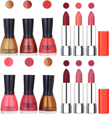 

Aroma Care Wholesale Rate Combo of Nail Polish and Rythm Lipstick 251(Set of 12)