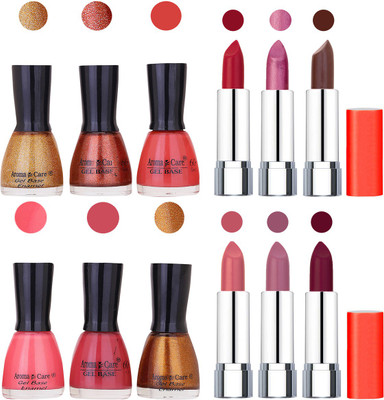 

Aroma Care Wholesale Rate Combo of Nail Polish and Rythm Lipstick 222(Set of 12)