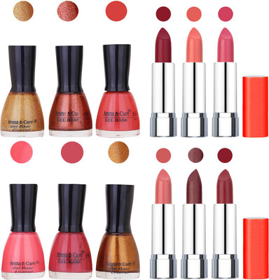 

Aroma Care Wholesale Rate Combo of Nail Polish and Rythm Lipstick 252(Set of 12)