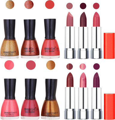 

Aroma Care Wholesale Rate Combo of Nail Polish and Rythm Lipstick 209(Set of 12)