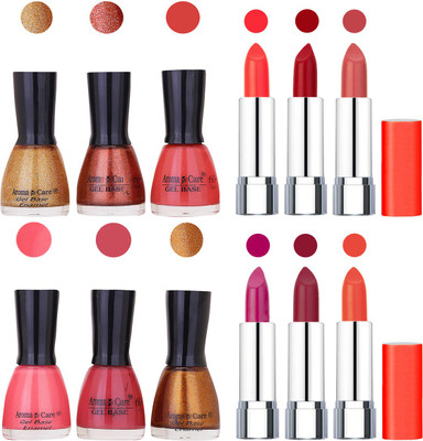 

Aroma Care Wholesale Rate Combo of Nail Polish and Rythm Lipstick 257(Set of 12)