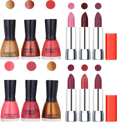 

Aroma Care Wholesale Rate Combo of Nail Polish and Rythm Lipstick 211(Set of 12)