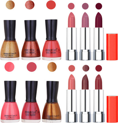 

Aroma Care Wholesale Rate Combo of Nail Polish and Rythm Lipstick 247(Set of 12)