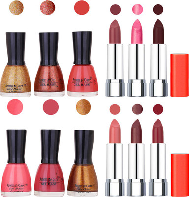 

Aroma Care Wholesale Rate Combo of Nail Polish and Rythm Lipstick 241(Set of 12)