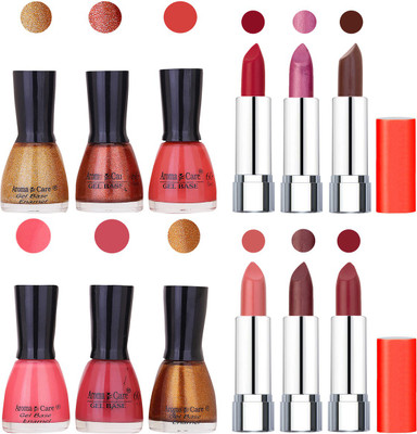

Aroma Care Wholesale Rate Combo of Nail Polish and Rythm Lipstick 226(Set of 12)
