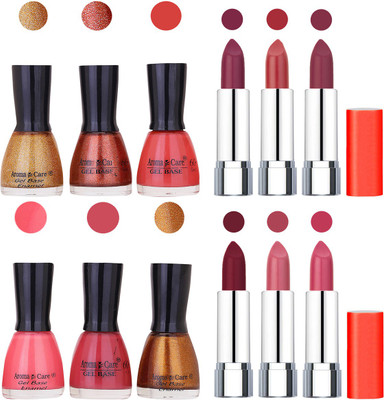 

Aroma Care Wholesale Rate Combo of Nail Polish and Rythm Lipstick 233(Set of 12)