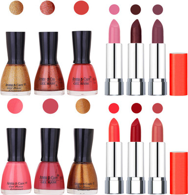 

Aroma Care Wholesale Rate Combo of Nail Polish and Rythm Lipstick 215(Set of 12)