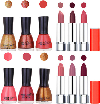 

Aroma Care Wholesale Rate Combo of Nail Polish and Rythm Lipstick 203(Set of 12)