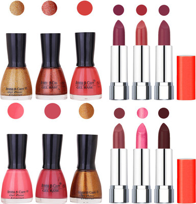

Aroma Care Wholesale Rate Combo of Nail Polish and Rythm Lipstick 229(Set of 12)