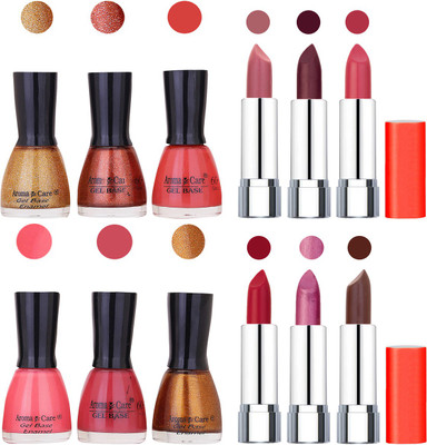 

Aroma Care Wholesale Rate Combo of Nail Polish and Rythm Lipstick 200(Set of 12)