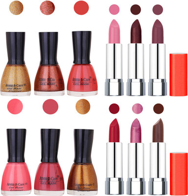 

Aroma Care Wholesale Rate Combo of Nail Polish and Rythm Lipstick 210(Set of 12)