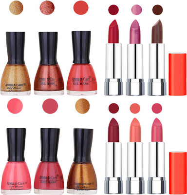 

Aroma Care Wholesale Rate Combo of Nail Polish and Rythm Lipstick 223(Set of 12)