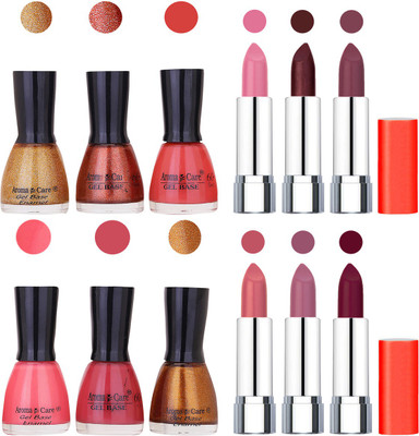 

Aroma Care Wholesale Rate Combo of Nail Polish and Rythm Lipstick 213(Set of 12)