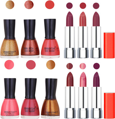 

Aroma Care Wholesale Rate Combo of Nail Polish and Rythm Lipstick 236(Set of 12)