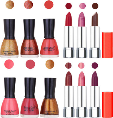 

Aroma Care Wholesale Rate Combo of Nail Polish and Rythm Lipstick 228(Set of 12)
