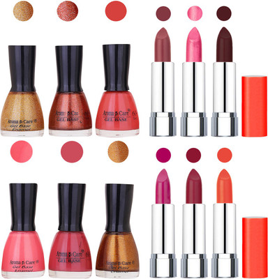 

Aroma Care Wholesale Rate Combo of Nail Polish and Rythm Lipstick 242(Set of 12)