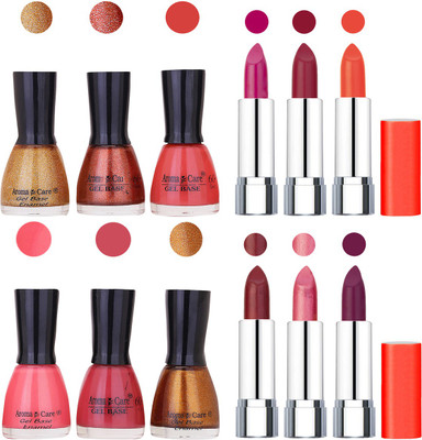 

Aroma Care Wholesale Rate Combo of Nail Polish and Rythm Lipstick 264(Set of 12)
