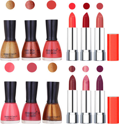 

Aroma Care Wholesale Rate Combo of Nail Polish and Rythm Lipstick 258(Set of 12)