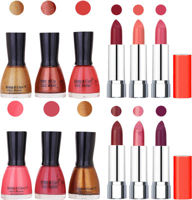 

Aroma Care Wholesale Rate Combo of Nail Polish and Rythm Lipstick 254(Set of 12)