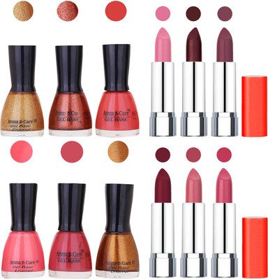 

Aroma Care Wholesale Rate Combo of Nail Polish and Rythm Lipstick 216(Set of 12)