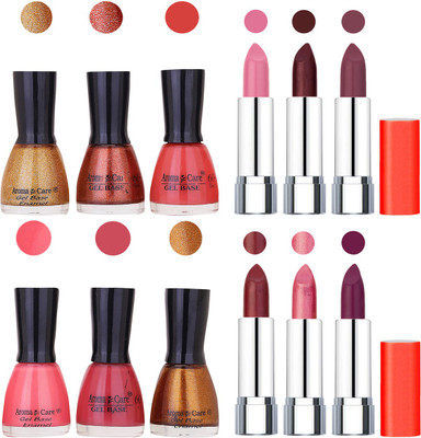 

Aroma Care Wholesale Rate Combo of Nail Polish and Rythm Lipstick 219(Set of 12)