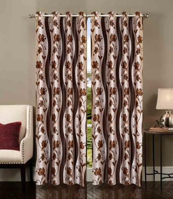 

Stella Creations 214 cm (18 ft) Polyester Door Curtain (Pack Of 2)(Printed, Brown)
