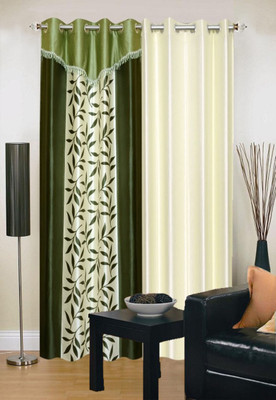

Ville Style 214 cm (7 ft) Polyester Door Curtain (Pack Of 2)(Floral, Green, Cream), Cream;green
