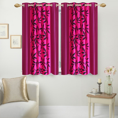

Stella Creations 152 cm (5 ft) Polyester Window Curtain (Pack Of 2)(Printed, Pink)