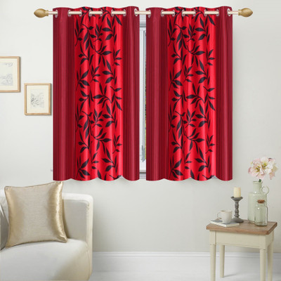 

Stella Creations 154 cm (5 ft) Polyester Window Curtain (Pack Of 2)(Printed, Red)