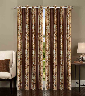 

Stella Creations 214 cm (7 ft) Polyester Door Curtain (Pack Of 2)(Printed, Brown)