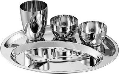 

JVL Oval Thali Set Pack of 5 Dinner Set(Stainless Steel)