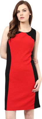 FRENCH FUSION Women Bodycon Red, Black Dress FRENCH FUSION Women Bodycon Red, Black Dress