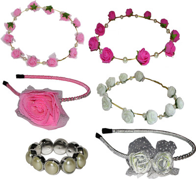 

Yashasvi Combo of Floral Tiara with Hairbands Hair Accessory Set(Multicolor)