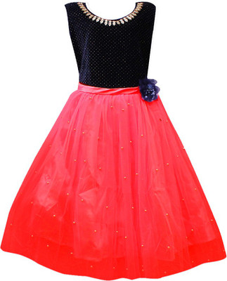 AD & AV Girls Midi/Knee Length Party Dress(Multicolor, Sleeveless)