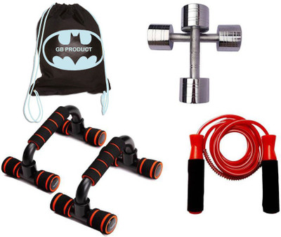 

GB Pack Of 1 KG Each Steel Dumbbell , Skipping Rope , Push - up Bar & Bag Gym & Fitness Kit