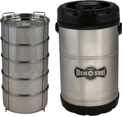 

Jaypee Meal In Steel 5 5 Containers Lunch Box(2650 ml), Black