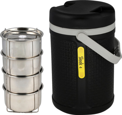 

Jaypee Sleek 4 4 Containers Lunch Box(1480 ml), Black