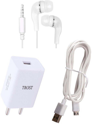 TROST Wall Charger Accessory Combo for All mobile phones(White)