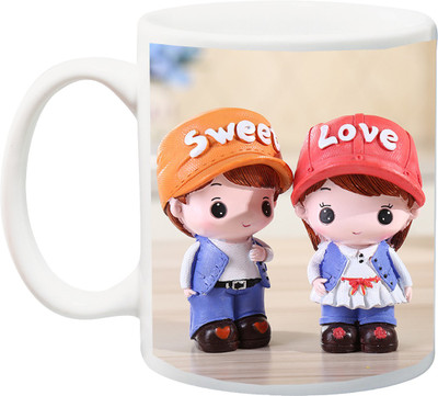 

Stylotrendz Couples Sweet Love Ceramic Mug(325 ml), Multicolor