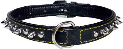 

Petshop7 Export Quality Genuine Leather Dog Collar with Spiked 1 "in"  Grey Dog Everyday Collar(, Grey