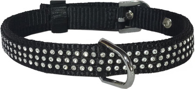 

Petshop7 Export Quality & Stylish, Black Nylon Diamond Dog Collar - 0.75 Inch -  - Neck Size (14.5- 19.5 inch) Dog Everyday Collar(, Black
