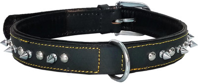 

Petshop7 Export Quality Genuine Leather Dog Collar with Spiked 1.25 "in"  Green Dog Everyday Collar(, Green